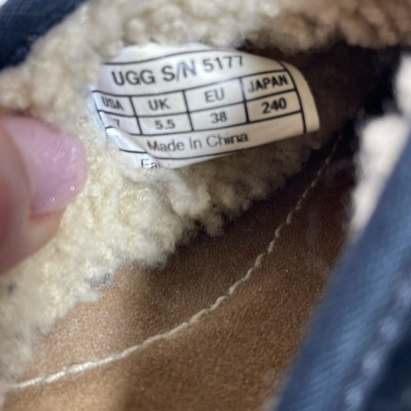 UGG Black Suede Mules with Cream Lining - Picture 4 of 10